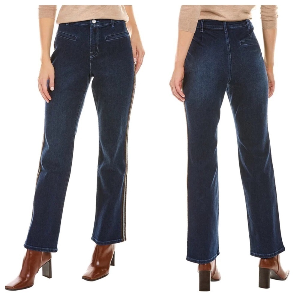 J.McLaughlin Womens 6 Dark Wash Bootcut Jeans Side Stripe Detailing